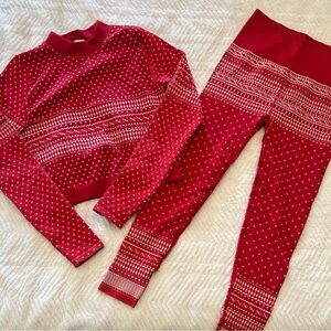 Red Fair Isle and Polka Dot Thermals Set